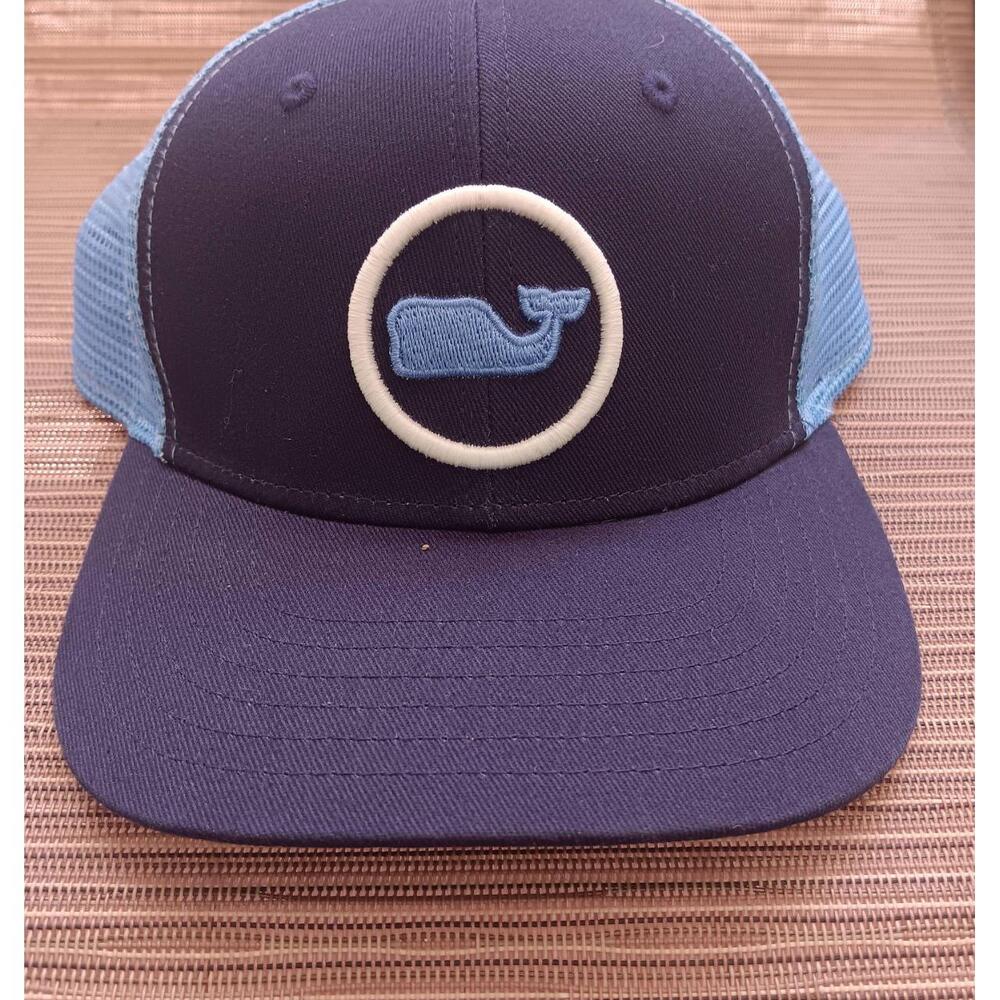 Vineyard Vines Kids Cap Navy Light Blue Whale Trucker Snapback Coastal NWOT